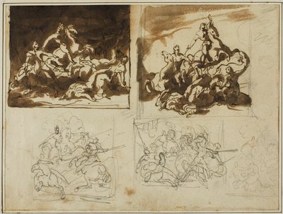 Cinq croquis pour une bataille de cavalerie - Jean Louis André Théodore Géricault