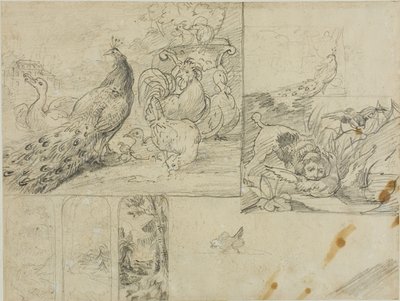 Esquisses de compositions décoratives de paysages et d