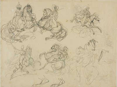 Croquis de cavaliers orientaux - Jean Louis André Théodore Géricault