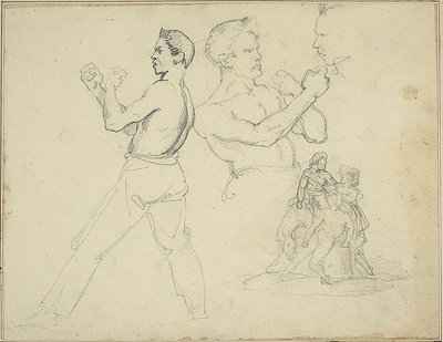 Études de boxeurs et esquisse d