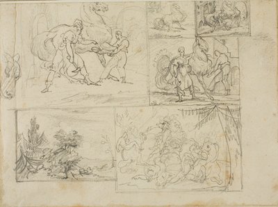 Trois études avec croquis d