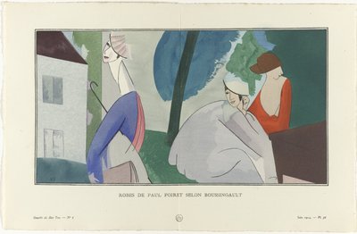 Gazette du Bon Ton, 1914 - No. 6, Pl. 56: Robes de Paul Poiret selon Boussingault - Jean Louis Boussingault
