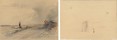 Terre dévastée (recto); Figures dans un paysage (verso) - Jean Louis Forain