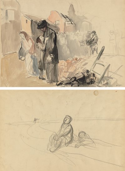 Territoire reconquis (recto) Deux figures sur une route (verso) - Jean Louis Forain