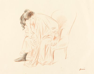 Femme assise avec la tête reposant sur sa main droite - Jean Louis Forain