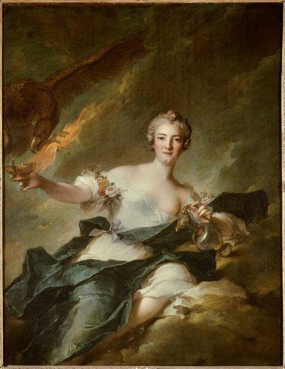 Portrait de la duchesse de Chaulnes, représentée en Hébé, déesse de la Raison (Anne Josephe Bonnier de la Masson, épouse du duc de Chaulnes) représentée avec un aigle symbolisant le dieu Jupiter. Peinture par Jean Marc Nattie - Jean Marc Nattier