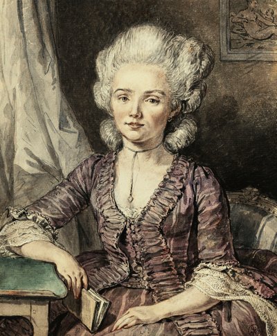 Une jeune femme assise à une table avec un livre, 1785 - Jean Michel the Younger Moreau