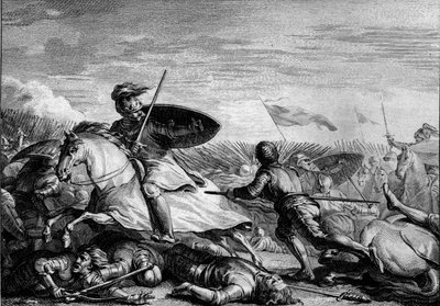 Bataille de Fontenoy, 841 : fuite de Lothaire Ier après la défaite de son armée. Gravure de Jean Michel Moreau, dit Moreau le Jeune - Jean Michel the Younger Moreau