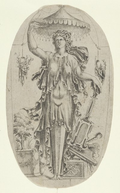 Terminus en forme de femme avec instrument de musique - Jean Mignon