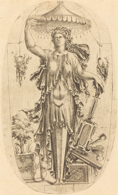 Femme avec instrument de musique - Jean Mignon