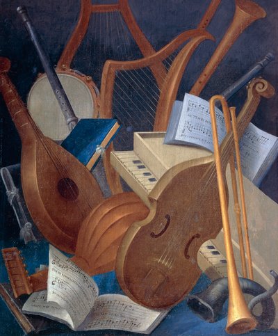 Instruments de musique (détail) - Jean Monier or Mosnier
