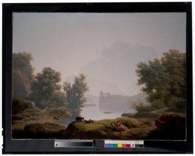 Matin et soir : Un paysage classique avec des bergers, un aqueduc au-delà - Jean Pierre Pequignot