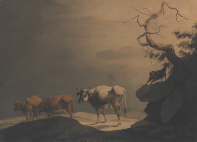 Vaches et chèvre dans un paysage, 1774 - Jean Pillement.