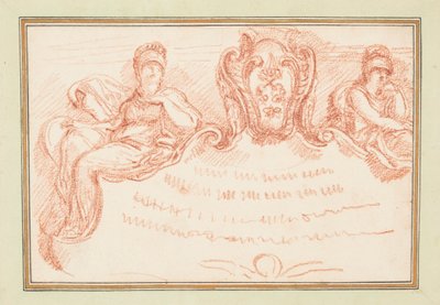 Détail du plafond avec deux figures assises et un écusson - Jean Robert Ango