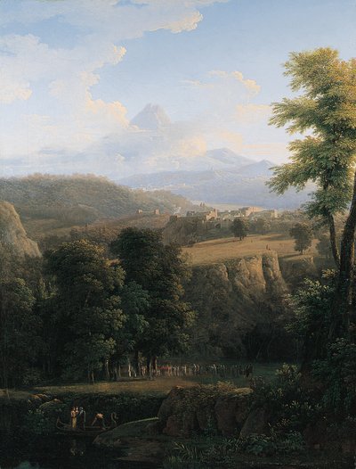 Une procession cérémoniale dans un paysage étendu - Jean Victor Bertin