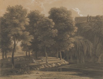 Paysage classique avec un berger - Jean Victor Bertin