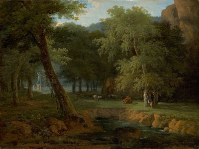 Scène boisée avec des nymphes et un ermite - Jean Victor Bertin