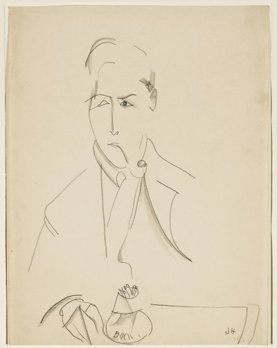 Portrait de Modigliani avec pipe - Jeanne Hébuterne