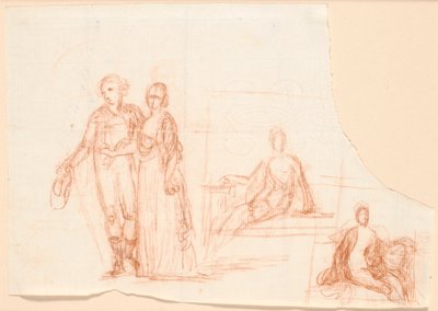 Esquisse de composition pour le portrait de famille Ryberg; à droite esquisse d