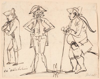 Méditation. Caricatures de Clemens, Juel et Charles Bonnet - Jens Juel