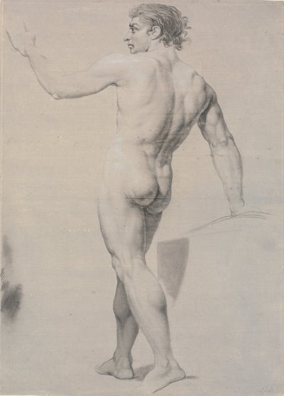 Modèle debout, vue de dos, bras gauche levé - Jens Juel