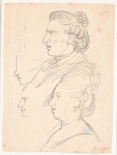 Portraits de profil de la reine Caroline Mathilde, J.F. Struensee et Enevold Brandt, ainsi qu