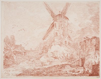 Paysage italien avec moulin à vent - Jens Petersen Lund