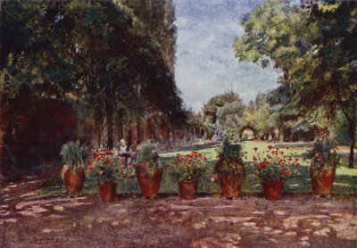 Maison Kelmscott, vue de la maison et du jardin, en direction de la rivière - Jessie MacGregor