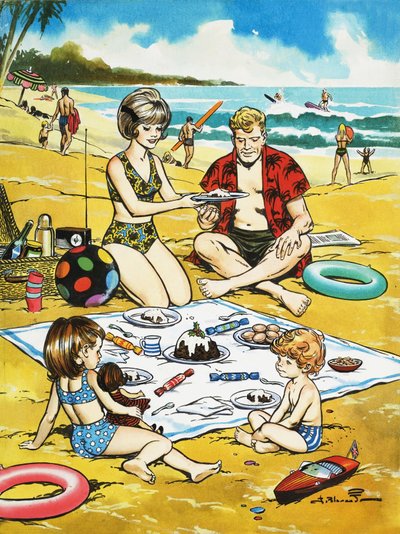 Un pique-nique de Noël sur la plage - Jesus Blasco
