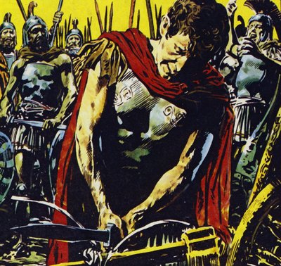 Alexandre a tranché le nœud gordien avec son épée (lithographie couleur) - Jesus Blasco
