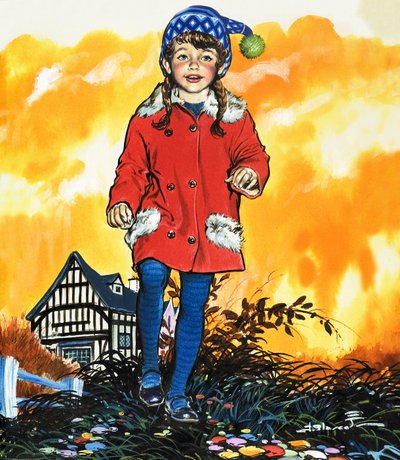Fille au chapeau à pompon (gouache sur papier) - Jesus Blasco