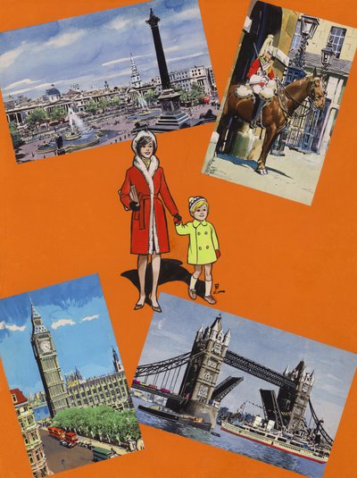 Visite de Londres dans les années 1960 (gouache sur papier) - Jesus Blasco