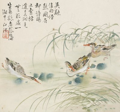 Trois canards nageant dans une piscine, 1857 - Jin Yuan