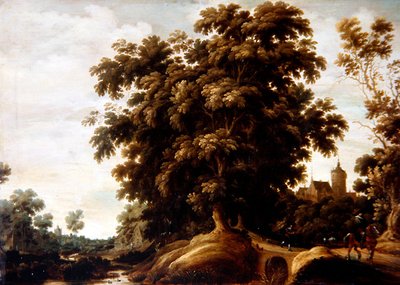 Paysage Fluvial avec Personnages et un Village au Loin - Joachim Govertsz Camphuysen