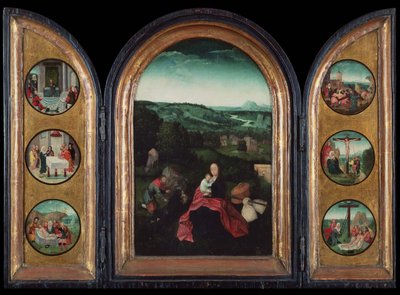 Repos pendant la fuite en Égypte (Triptyque) - Joachim Patinir follower of