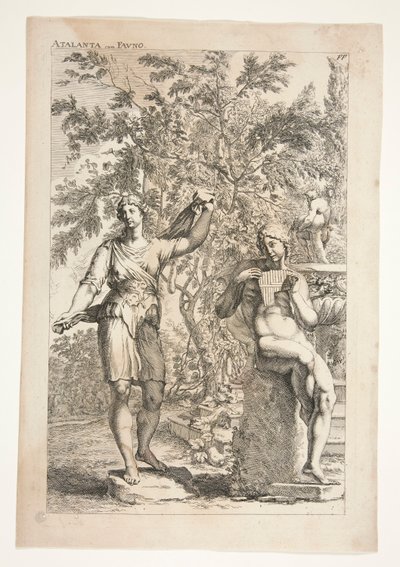 Atalante et un faune, de Sculpturae Veteris Admirata - Joachim von Sandrart