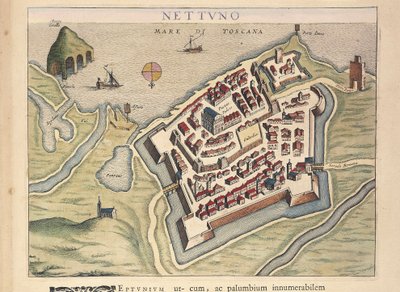 Carte de Nettuno, du Theatrum civitatum et admirandorum Italiae, par Joan Blaeu, gravure - Joan Blaeu
