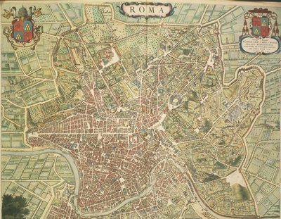 Carte de Rome, gravure de Theatrum civitatum et admirandorum Italiae par Joan Blaeu, imprimée en Italie - Joan Blaeu