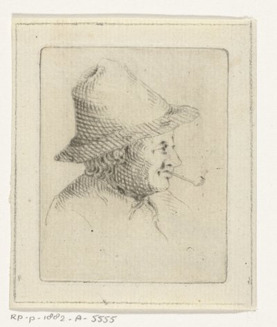 Buste de paysan avec chapeau et pipe, de profil - Joannis Jacobus Bijlaert