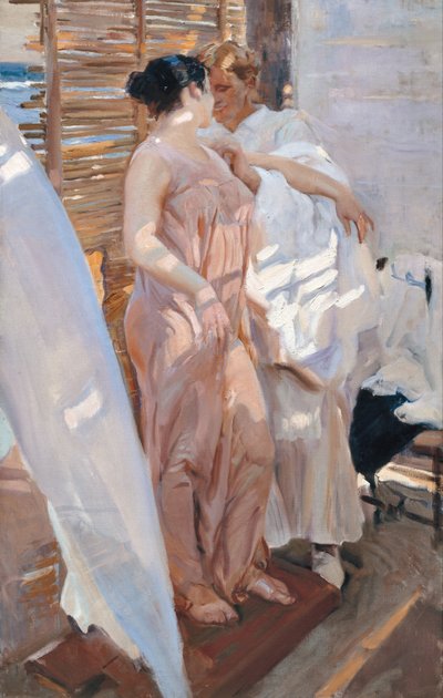La robe rose. Après le bain - Joaquín Sorolla