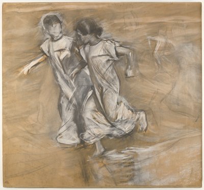 Sans titre (Deux filles en blanc courant bras dessus bras dessous) - Joaquín Sorolla