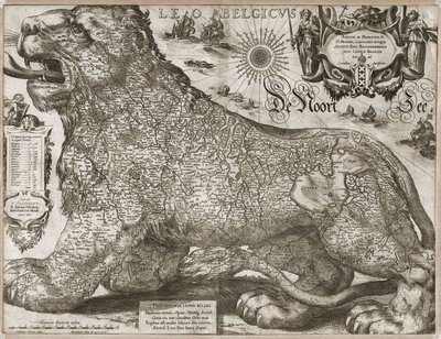 Leo Belgicus - carte des Pays-Bas (1611) - Jodocus Hondius