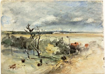 Paysage avec homme sur un âne (recto) Deux femmes dans un café (verso) - Johan Barthold Jongkind