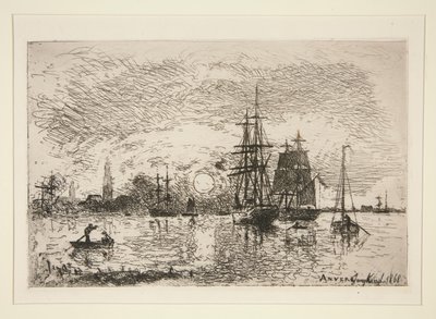 Soleil couchant - Port - Johan Barthold Jongkind