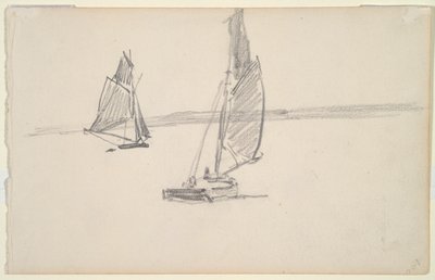 Deux bateaux de pêche sur une eau calme (recto); Deux voiliers sur une eau calme (verso) - Johan Barthold Jongkind