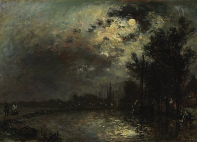 Vue sur Overschie au clair de lune, 1872 - Johan Barthold Jongkind