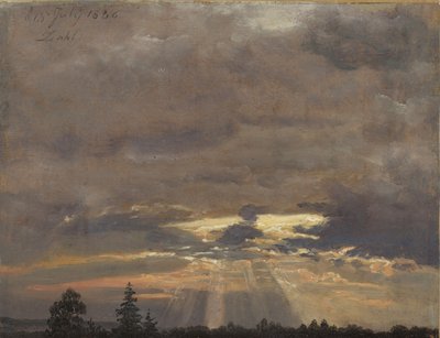 Étude des nuages avec les rayons du soleil - Johan Christian Dahl
