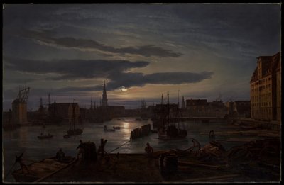 Le port de Copenhague au clair de lune - Johan Christian Dahl