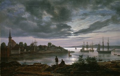Larvik au clair de lune - Johan Christian Dahl