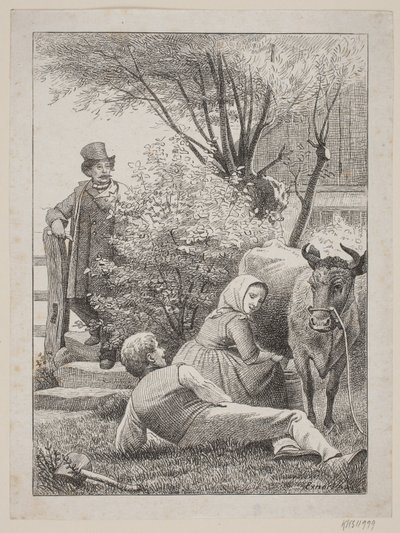 "Assis près de ta vache rouge", page de titre pour Chr. Winthus "Gravure sur Bois" - Johan Frederik Rosenstand